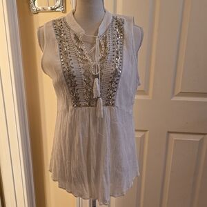 Ultra Pink White Blouse with Silver Details